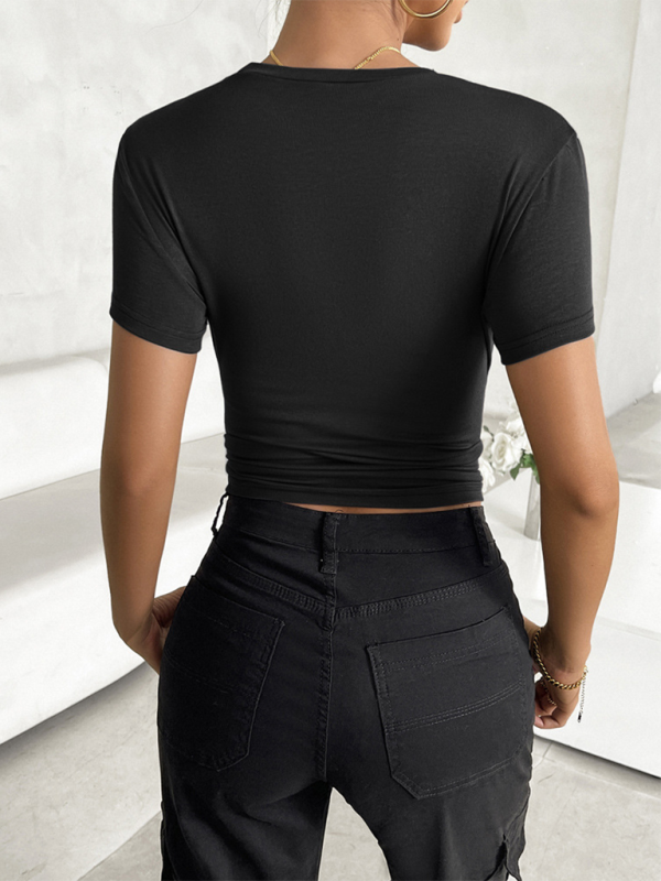 Tees- Women's Solid Crop T-Shirt for Everyday Wear- - Pekosa Women Fashion