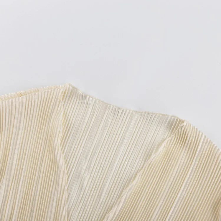 Toppers- Cream Ribbed Tie-Front Cardigan Topper- - Chuzko Women Clothing