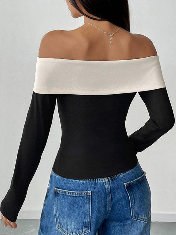 Tops - Off-Shoulder Top with Bow Accent