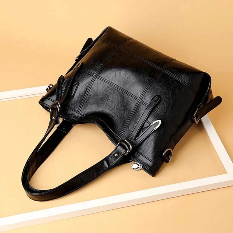 Tote Bags - Modern Luxe Leather Tote with Metallic Touches