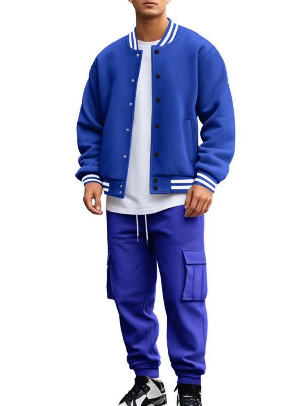 Tracksuits Set - Men's Sporty Baseball-Inspired Fleece Tracksuit Set - Essential Athletic Gear