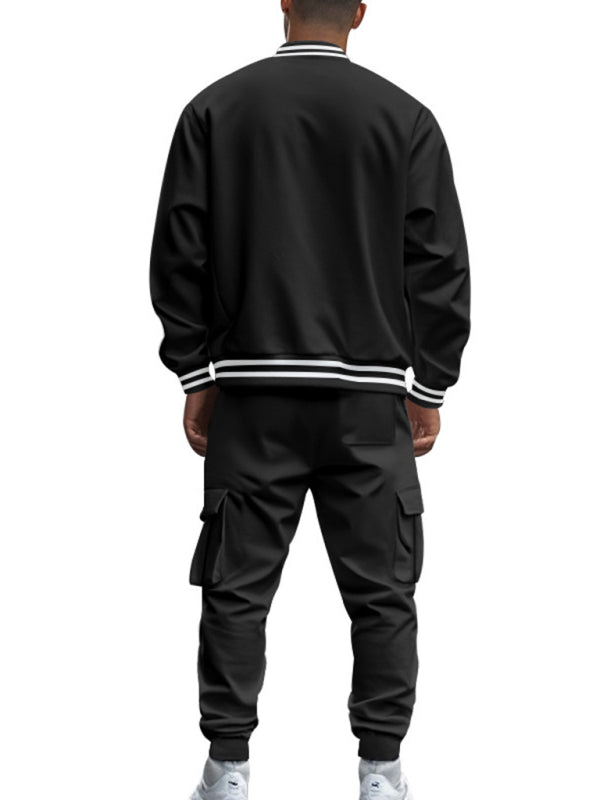 Tracksuits Set - Men's Sporty Baseball-Inspired Fleece Tracksuit Set - Essential Athletic Gear