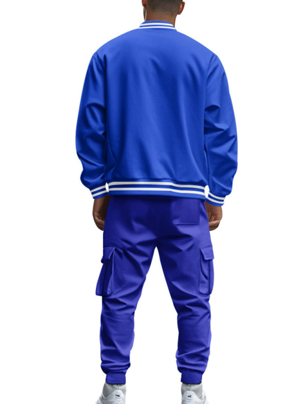 Tracksuits Set - Men's Sporty Baseball-Inspired Fleece Tracksuit Set - Essential Athletic Gear