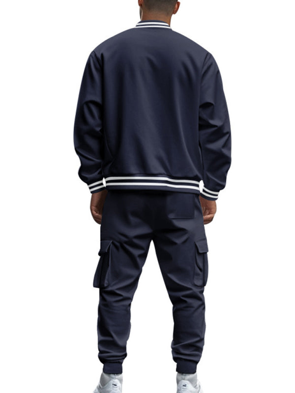 Tracksuits Set - Men's Sporty Baseball-Inspired Fleece Tracksuit Set - Essential Athletic Gear