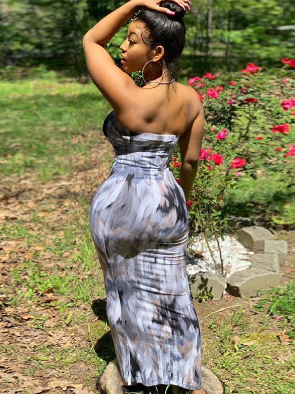 Tube Dresses - Colorful Watercolor Strapless Maxi Dress | Summer Festivals