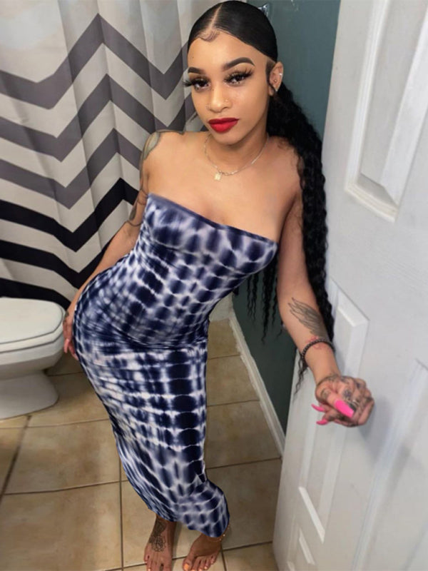 Tube Dresses - Colorful Watercolor Strapless Maxi Dress | Summer Festivals