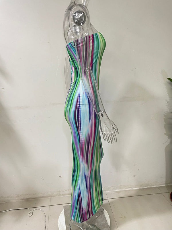 Tube Dresses - Colorful Watercolor Strapless Maxi Dress | Summer Festivals