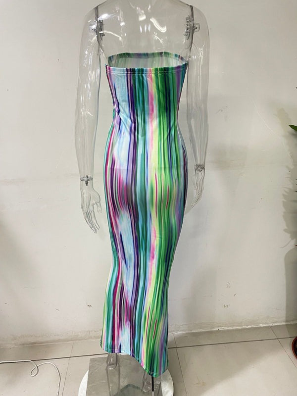 Tube Dresses - Colorful Watercolor Strapless Maxi Dress | Summer Festivals