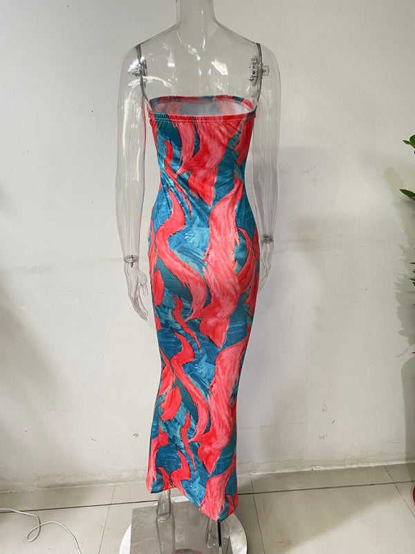 Tube Dresses - Colorful Watercolor Strapless Maxi Dress | Summer Festivals