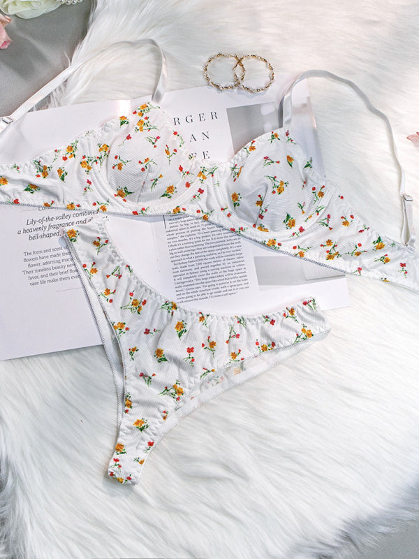 Underwear - Floral Lingerie Bra and Panties Set