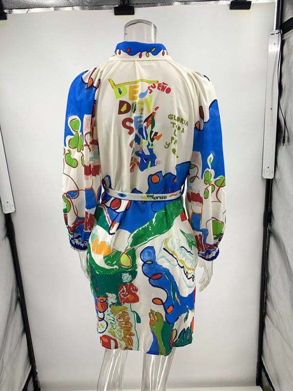 Vacation Dresses - Playful Linen Shirt Dress for Leisure