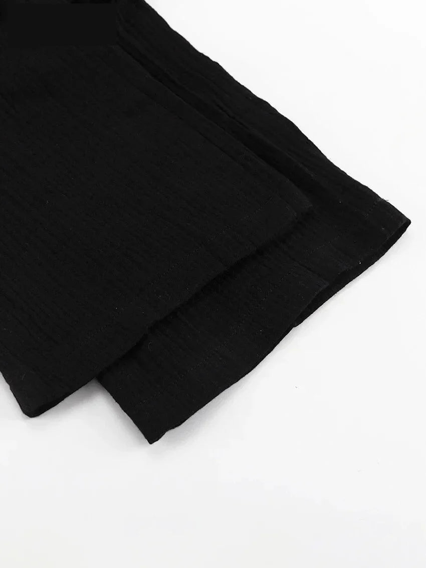 Vacation Outfit Set- Comfy Loungewear Set Textured Cotton Tank Top & Loose Pants- - Pekosa Women Fashion