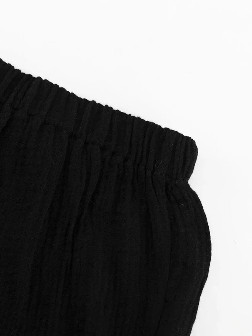 Vacation Outfit Set- Comfy Loungewear Set Textured Cotton Tank Top & Loose Pants- - Pekosa Women Fashion