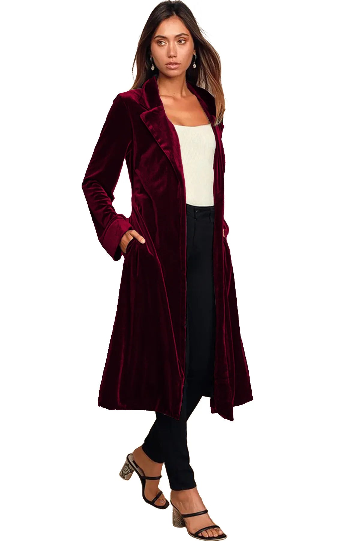 Velvet Coats- Luxe Velvet Velour Coat for Exclusive Events- - Pekosa Women Clothing