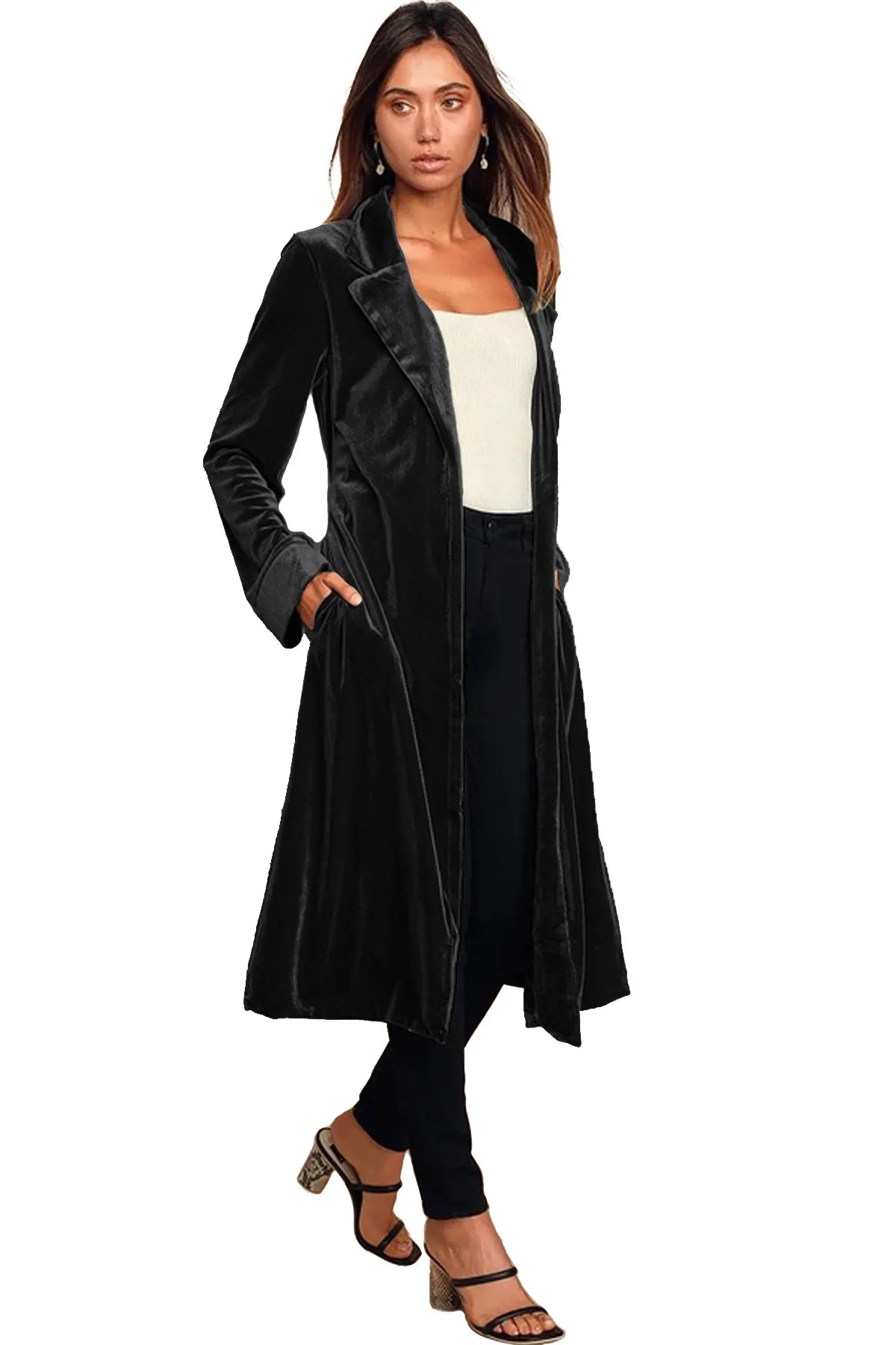 Velvet Coats- Luxe Velvet Velour Coat for Exclusive Events- - Pekosa Women Clothing