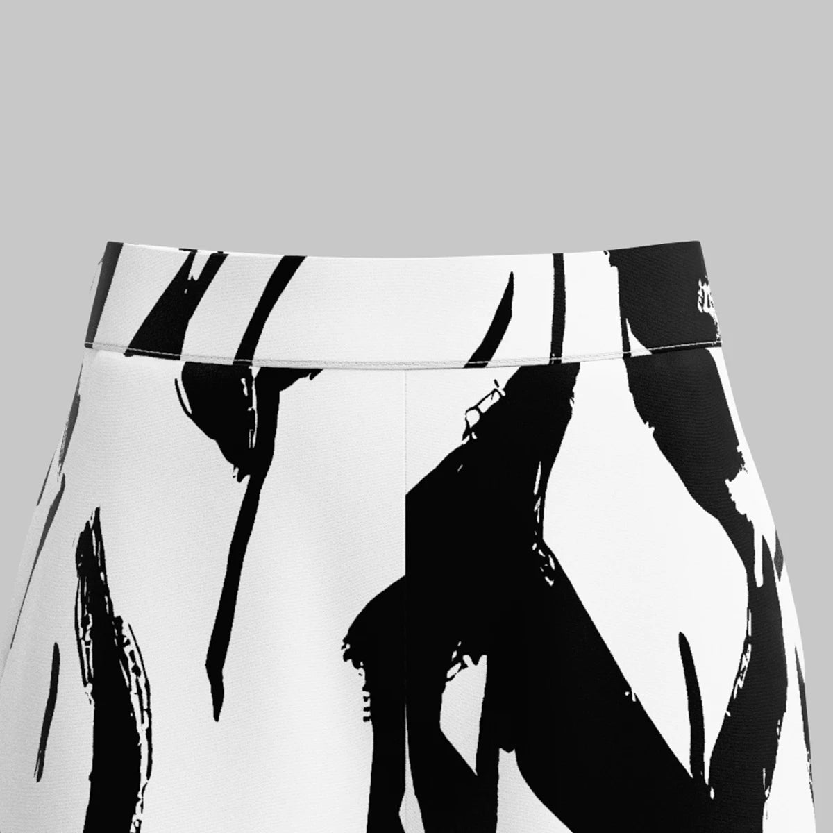 Wide-Leg Pants - Abstract Black and White Wide-leg Pants for Women