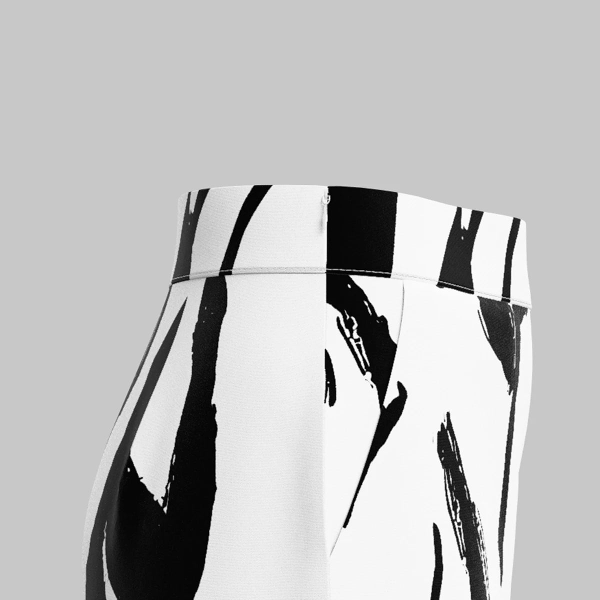 Wide-Leg Pants - Abstract Black and White Wide-leg Pants for Women