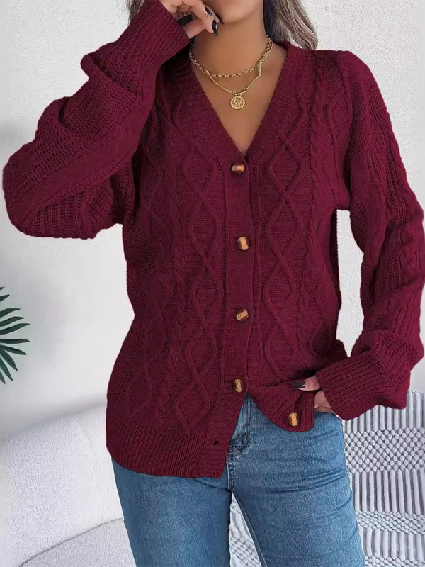 Women Cardigans - Cozy Cable Knit Cardigan Autumn Layering