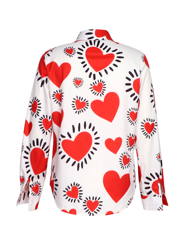 Women Shirts - Women's Love-Themed Casual Blouse