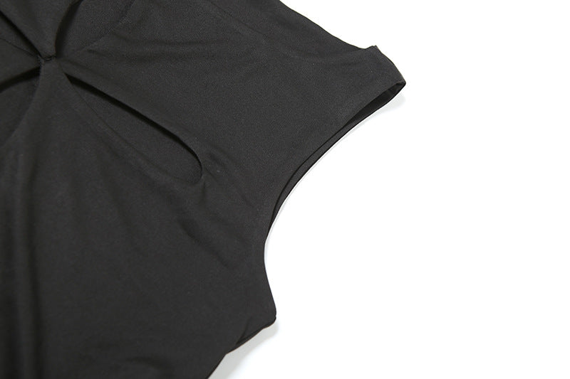 Women's Fashion Sleeveless Solid Color Hollow Design Sheath Dress