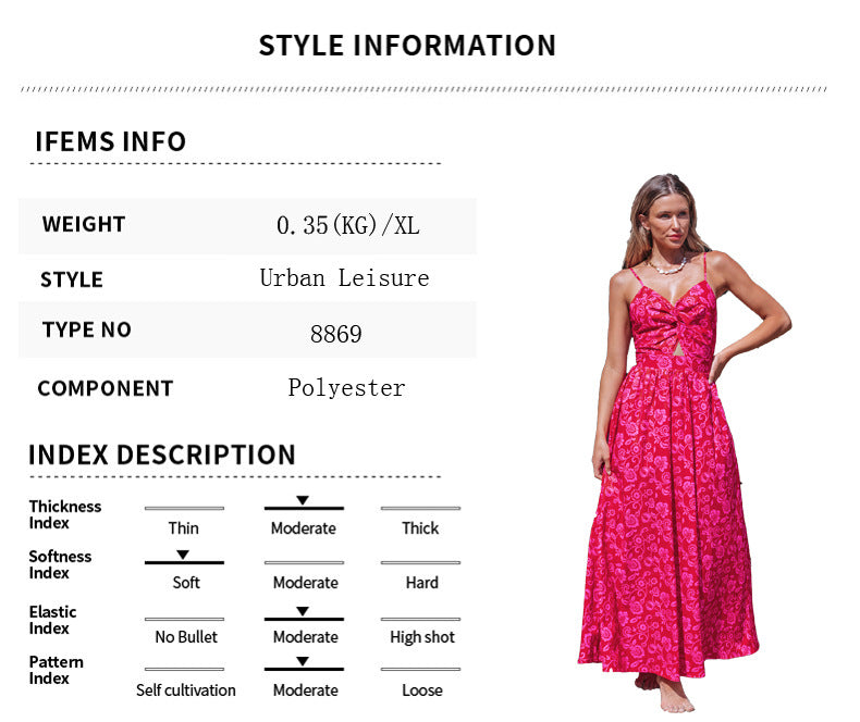 A-Line Dresses - Knotted V-neck Long Dress Women