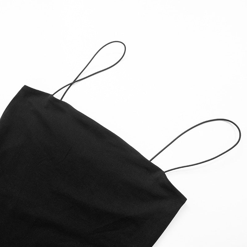 Drop Waist Dresses - Women's Solid Color Sleeveless Strap Stitching Short Dress