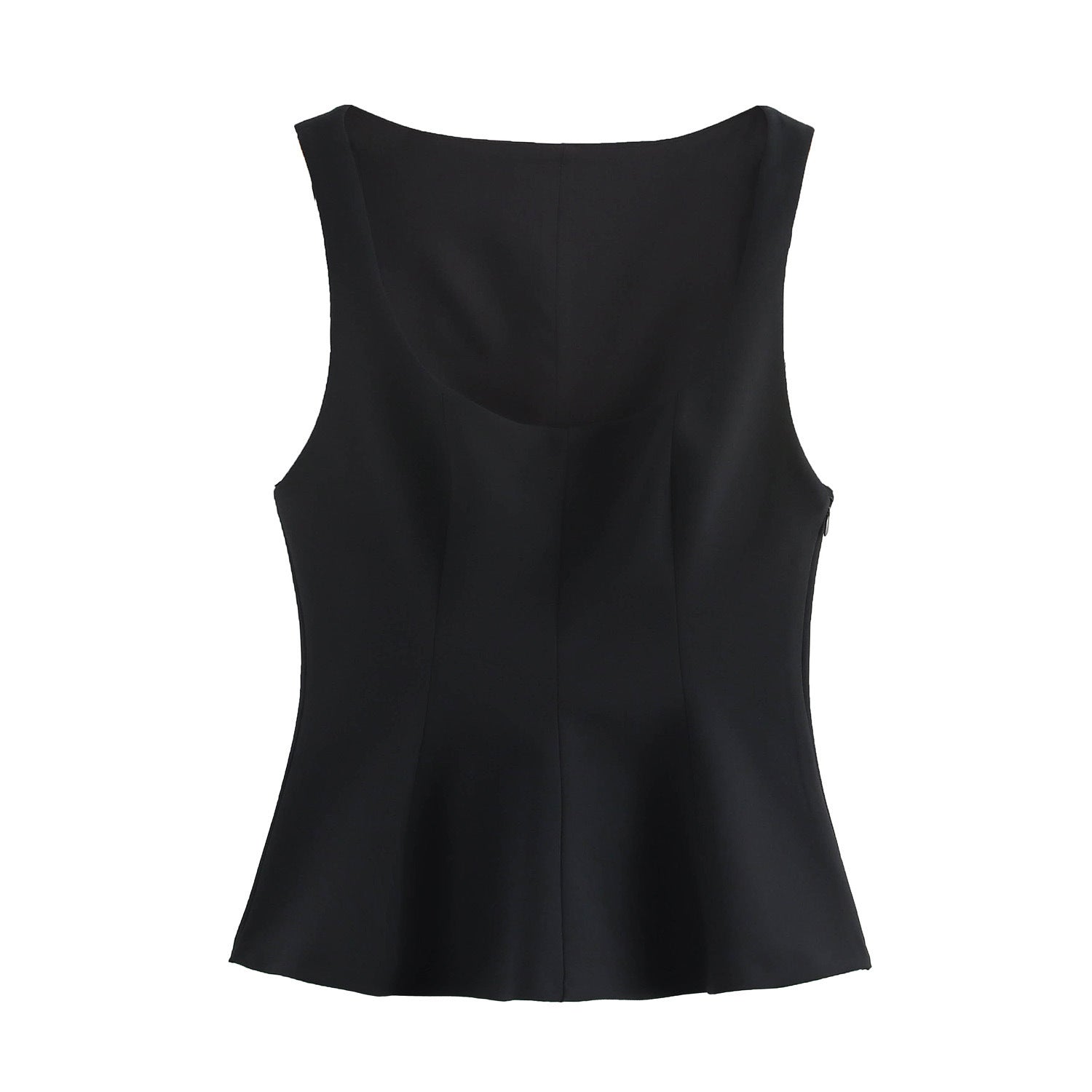 Cami Tops - Pleated Slim-fit Square Collar Sleeveless Small Top