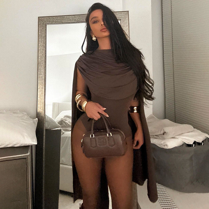 Bodysuits - Slim Fit Swing Collar Bottoming Top Long Sleeve Jumpsuit