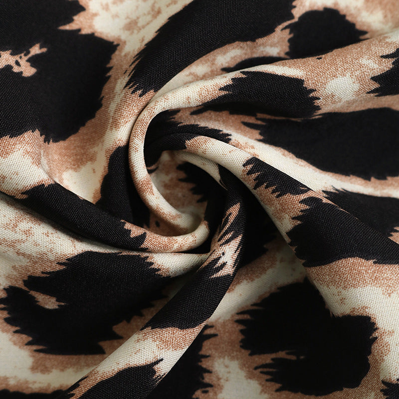 Jumpsuits - European And American Jumpsuit Tied High Waist Leopard Print One-piece Trousers