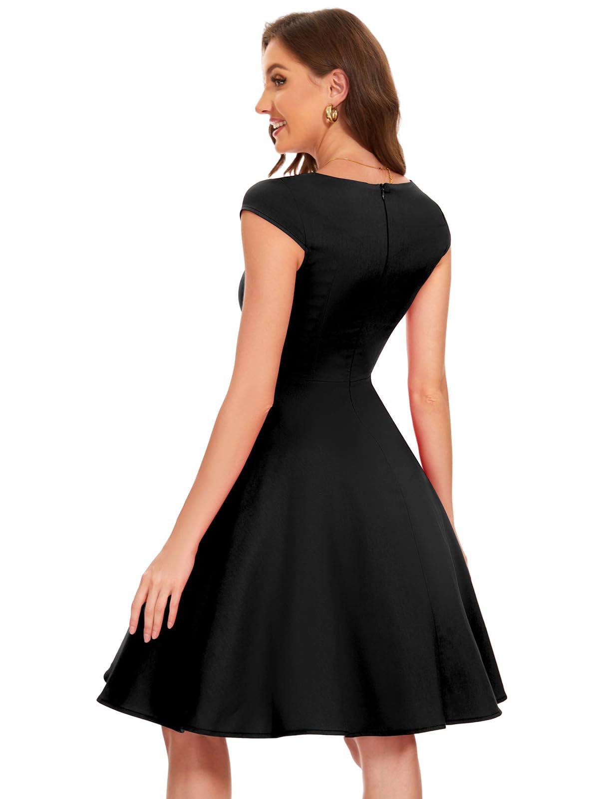 Retro Women's V-neck Half Sleeve Waist Dress