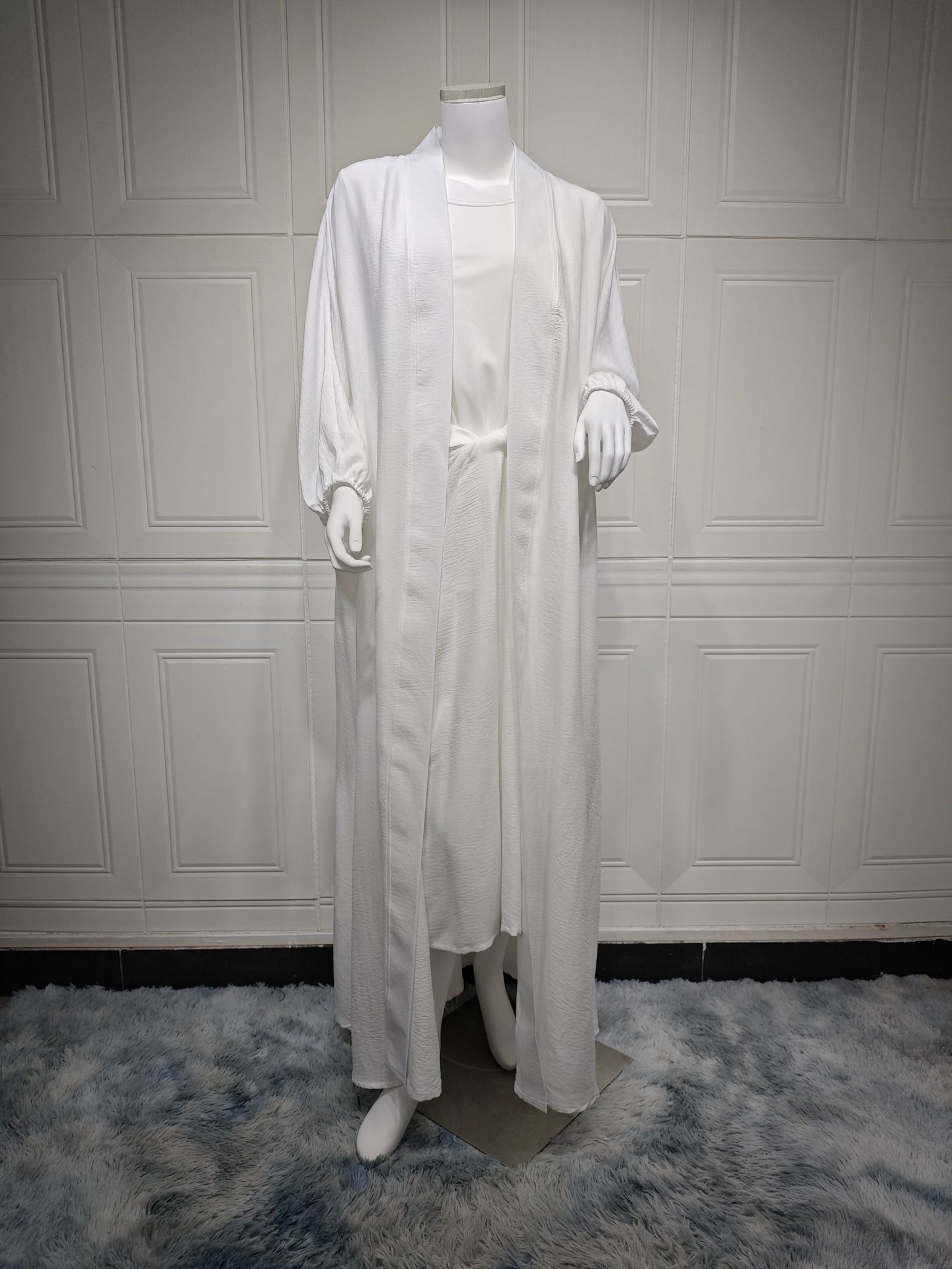 Pants Set - Nipped Waist Skirt Robe Two-piece Set