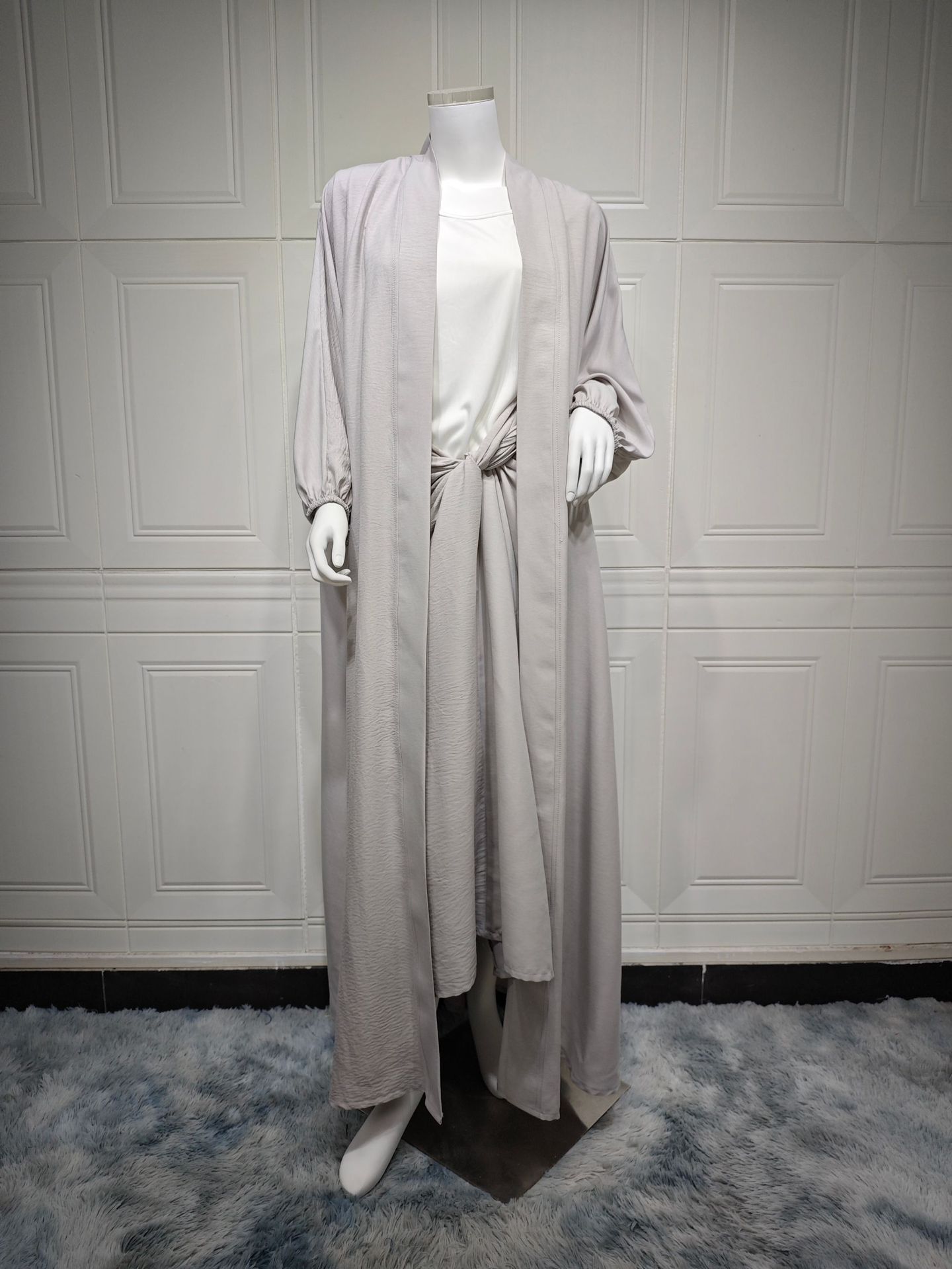 Pants Set - Nipped Waist Skirt Robe Two-piece Set