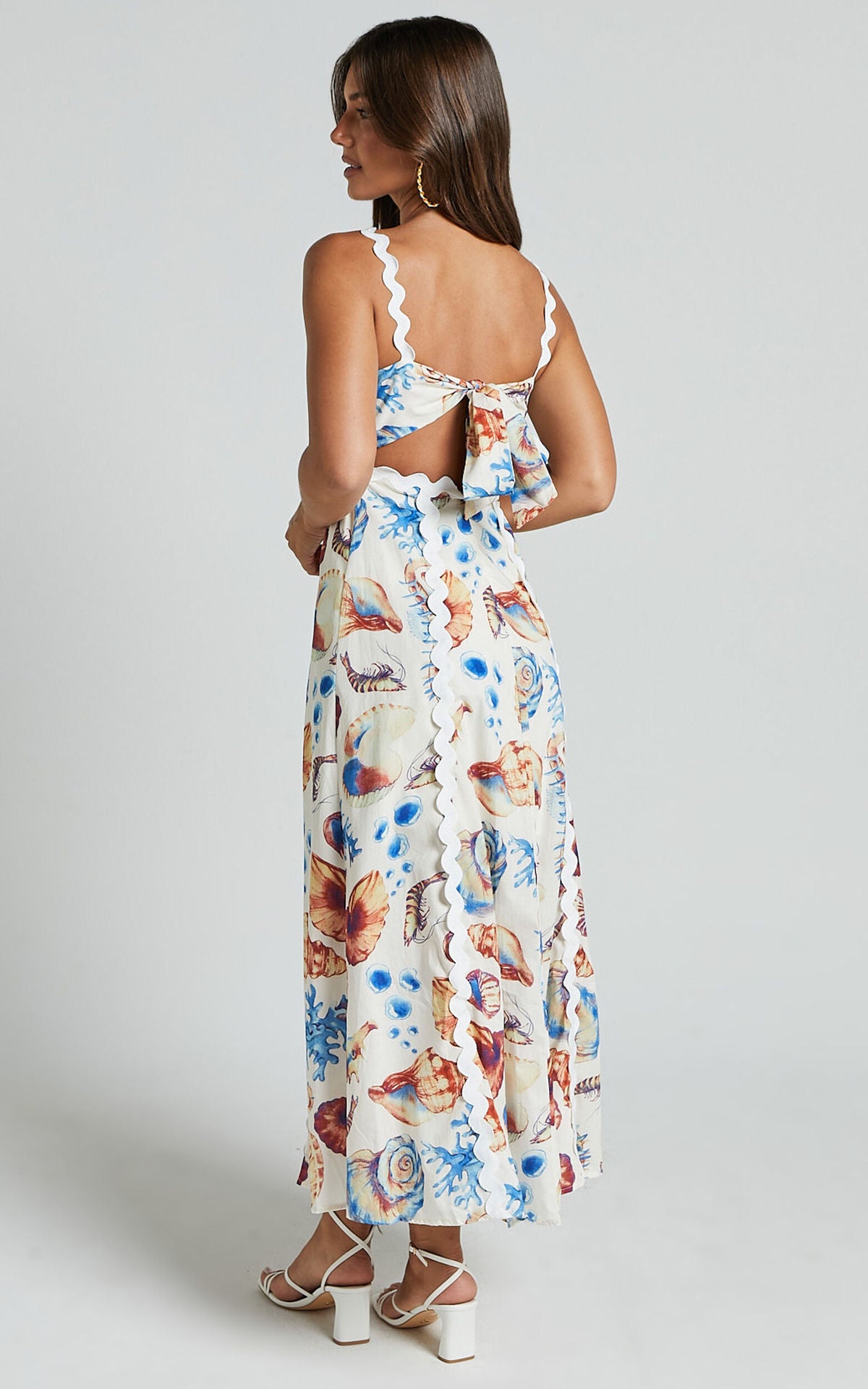 A-Line Dresses - Printed Sling Stitching Dress