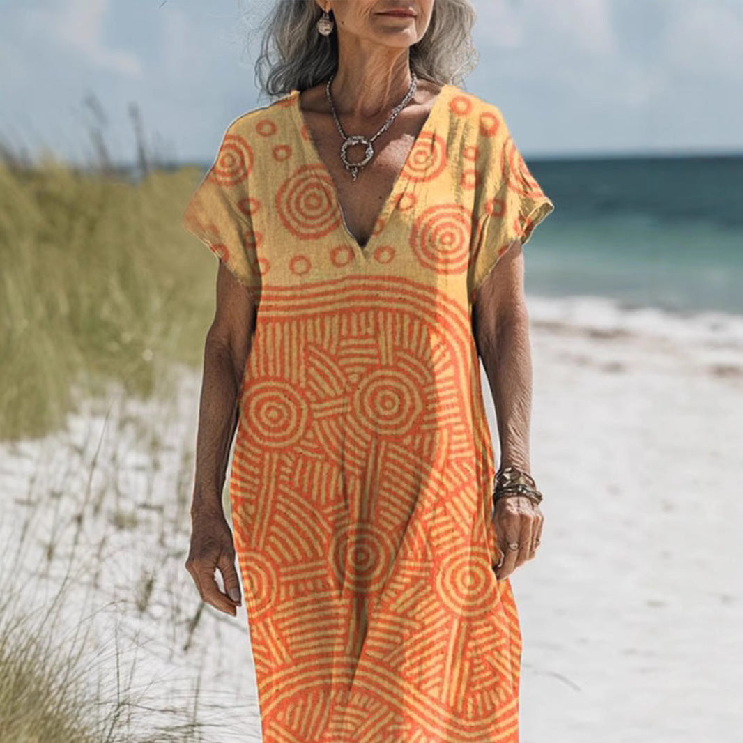 Tunic Dresses - European And American Printed Loose Casual Long Women's Skirt