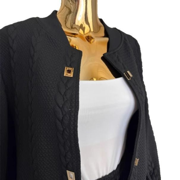 Pants Set - Women's Plain Buckle Pocket Suit 2-piece Set