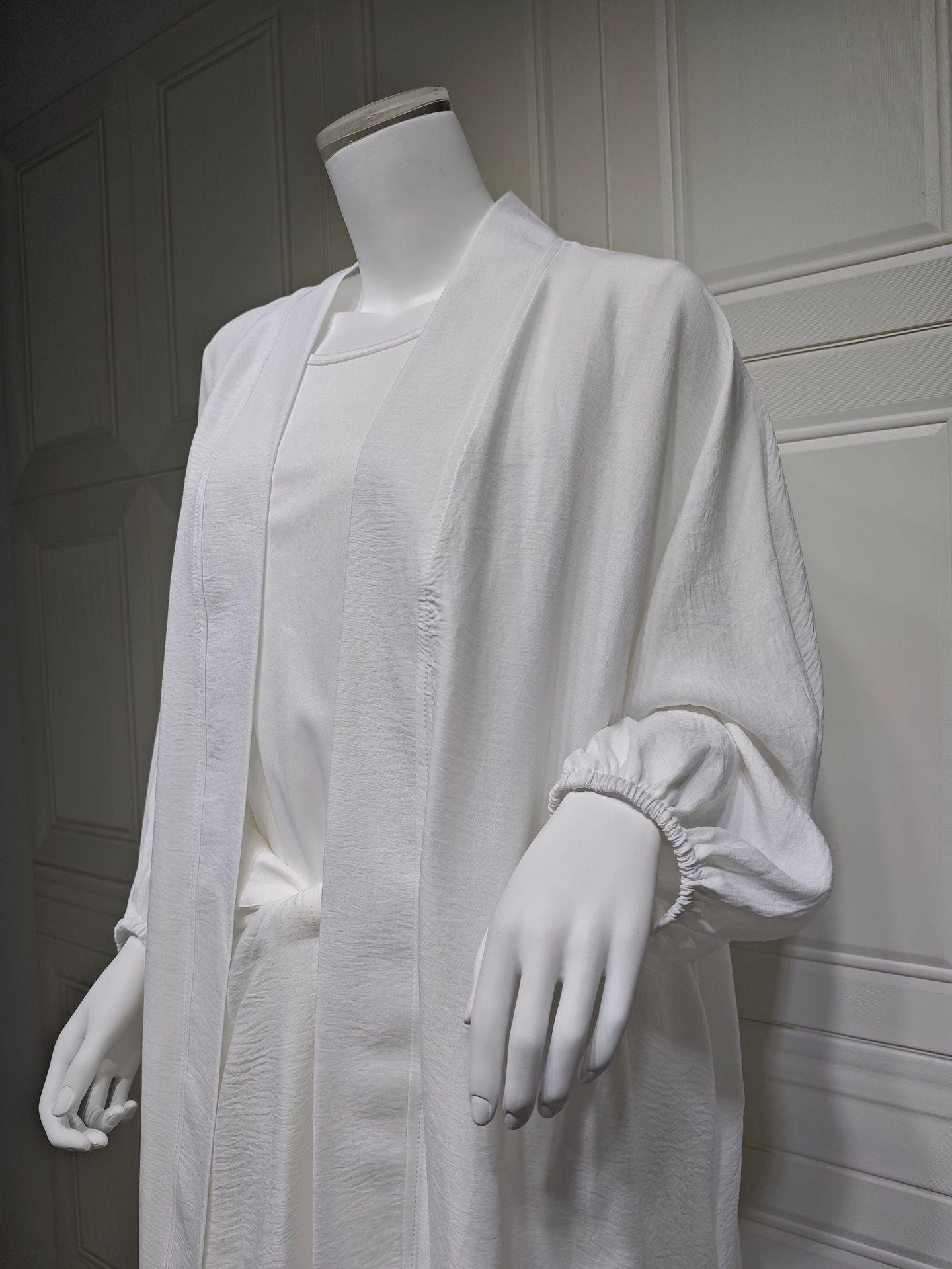 Nipped Waist Skirt Robe Two-piece Set