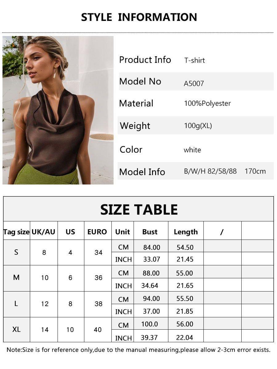 Tops - Solid Color Swing Collar Sleeveless Vest