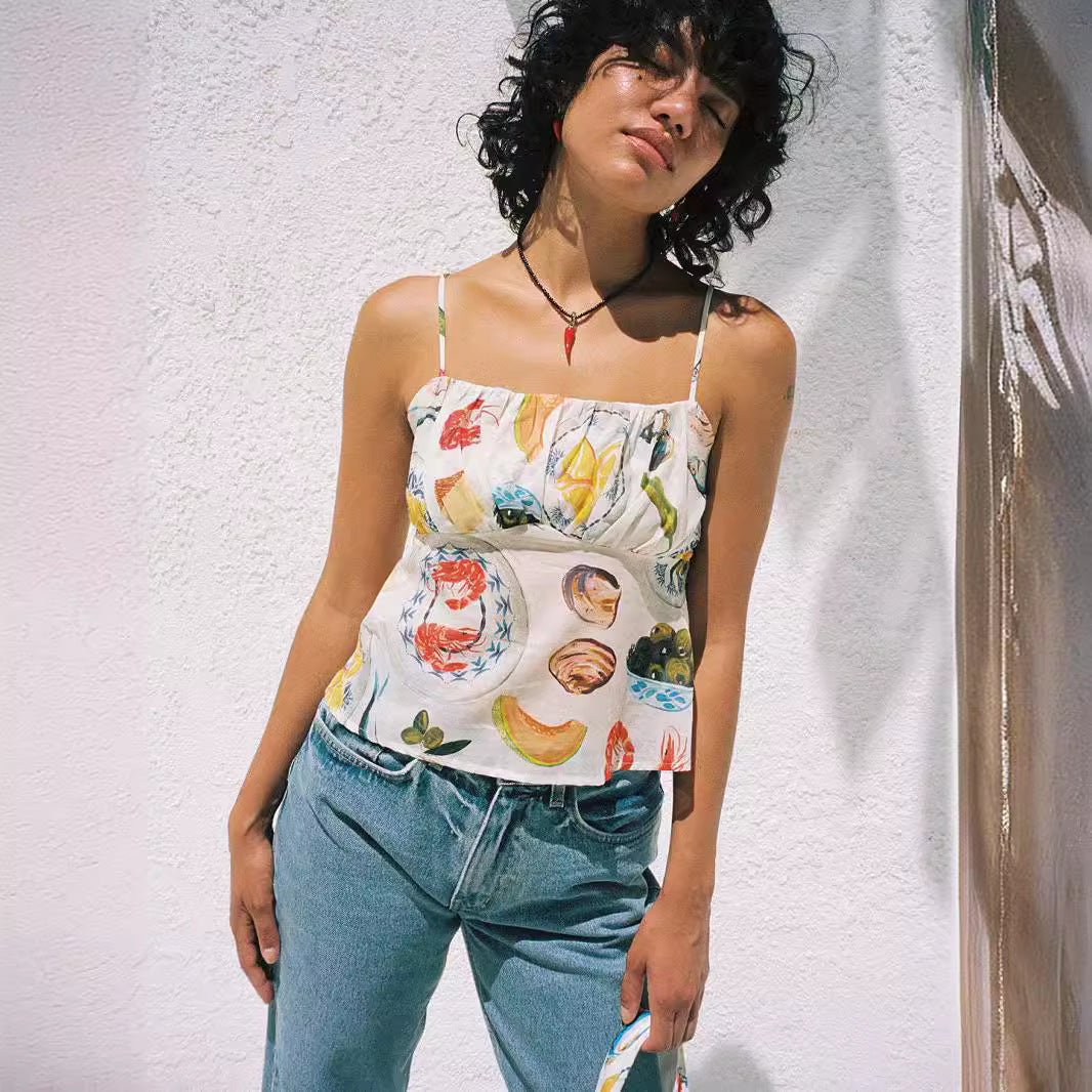 Sleeveless Tops - Contrast Color Sexy Backless Slim Fit Hot Girl Vest