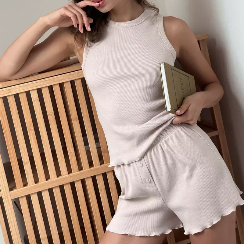 Loungewear - Pajamas Suit Vest Shorts Casual Homewear Two-piece Suit