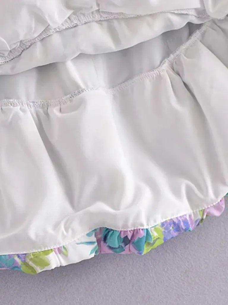 💃🔥Vintage Damen-Minikleid mit floralem Remi-Ausschnitt, Puffärmeln und tiefem Ausschnitt💃🔥