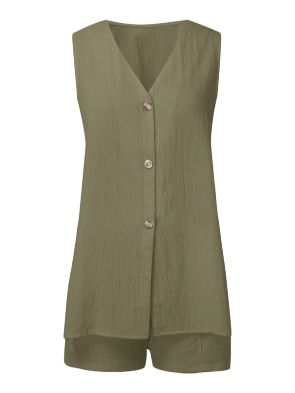 Matching Sets - New style sleeveless shorts two-piece suit, fashionable and comfortable, can be worn as outdoor women's home clothes
