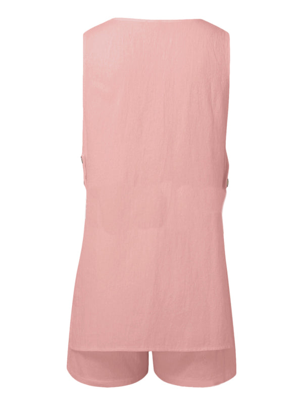 Matching Sets - New style sleeveless shorts two-piece suit, fashionable and comfortable, can be worn as outdoor women's home clothes