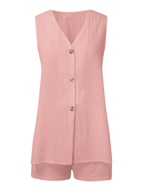 Matching Sets - New style sleeveless shorts two-piece suit, fashionable and comfortable, can be worn as outdoor women's home clothes