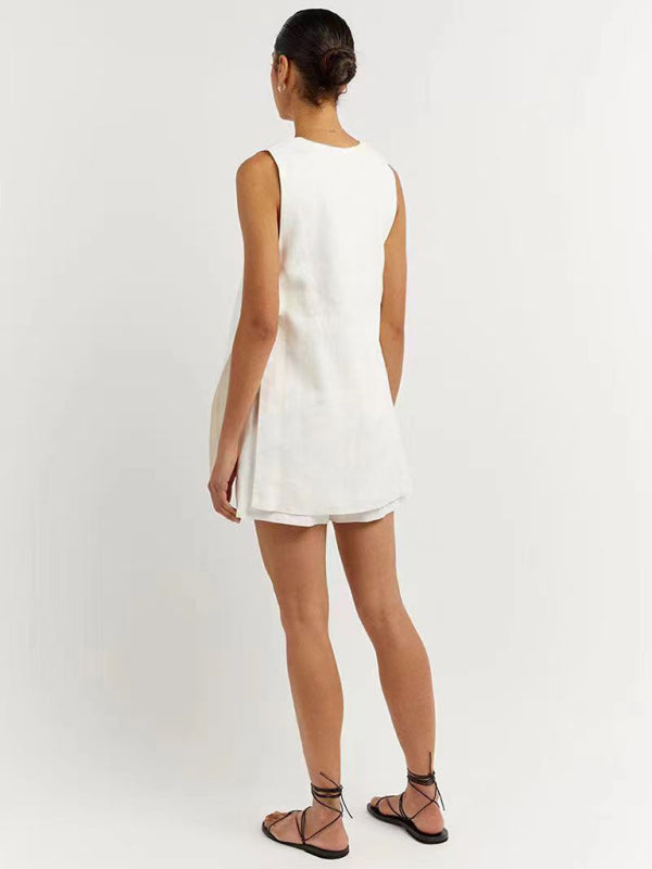 Matching Sets - New style sleeveless shorts two-piece suit, fashionable and comfortable, can be worn as outdoor women's home clothes