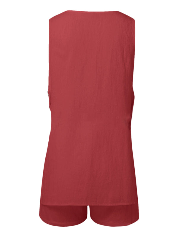 Matching Sets - New style sleeveless shorts two-piece suit, fashionable and comfortable, can be worn as outdoor women's home clothes
