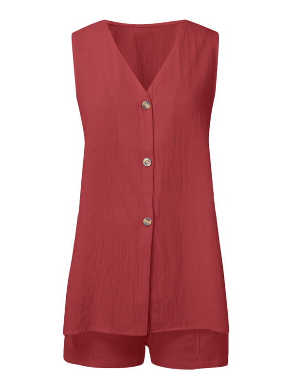 Matching Sets - New style sleeveless shorts two-piece suit, fashionable and comfortable, can be worn as outdoor women's home clothes