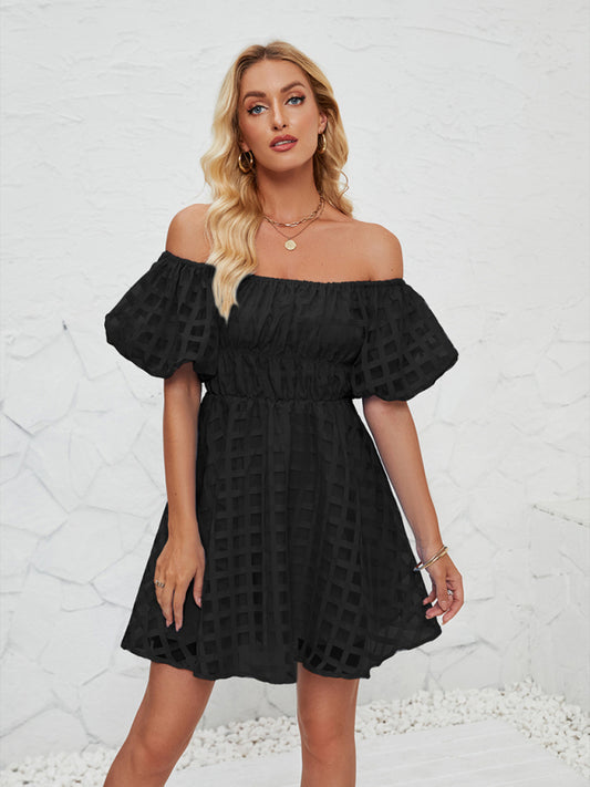 Casual Dresses - Ladies new fashion one shoulder lantern sleeve sexy backless dress