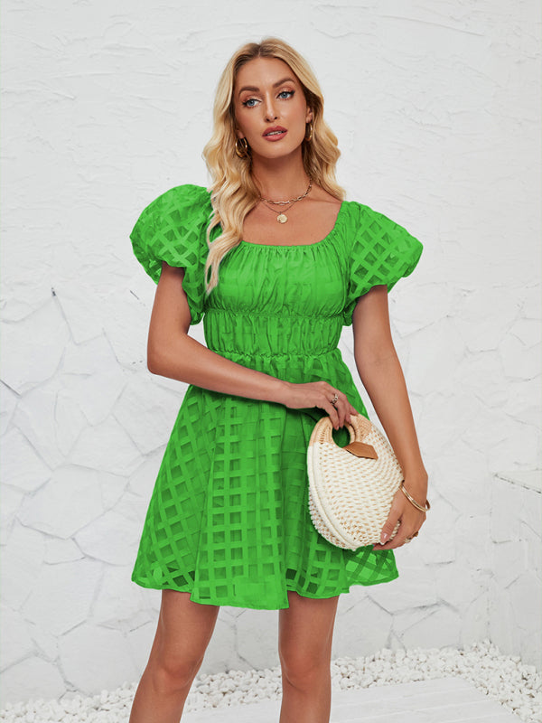 Casual Dresses - Ladies new fashion one shoulder lantern sleeve sexy backless dress