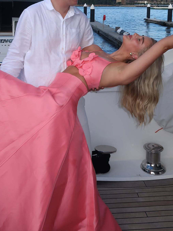 Matching sets - Holiday dress solid color tube top camisole top high waist swing skirt suit