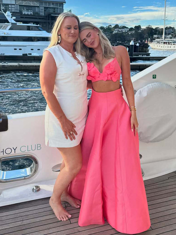 Matching sets - Holiday dress solid color tube top camisole top high waist swing skirt suit